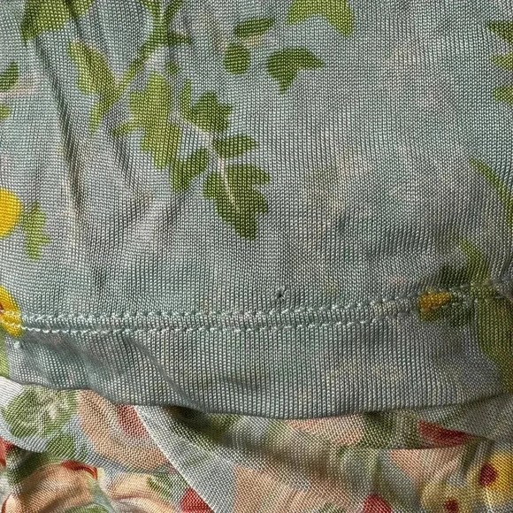 Johnny Was, Yellowfield 8 Maxi Sundress Medium 100% Silk Teal Orange Floral - Picture 9 of 10